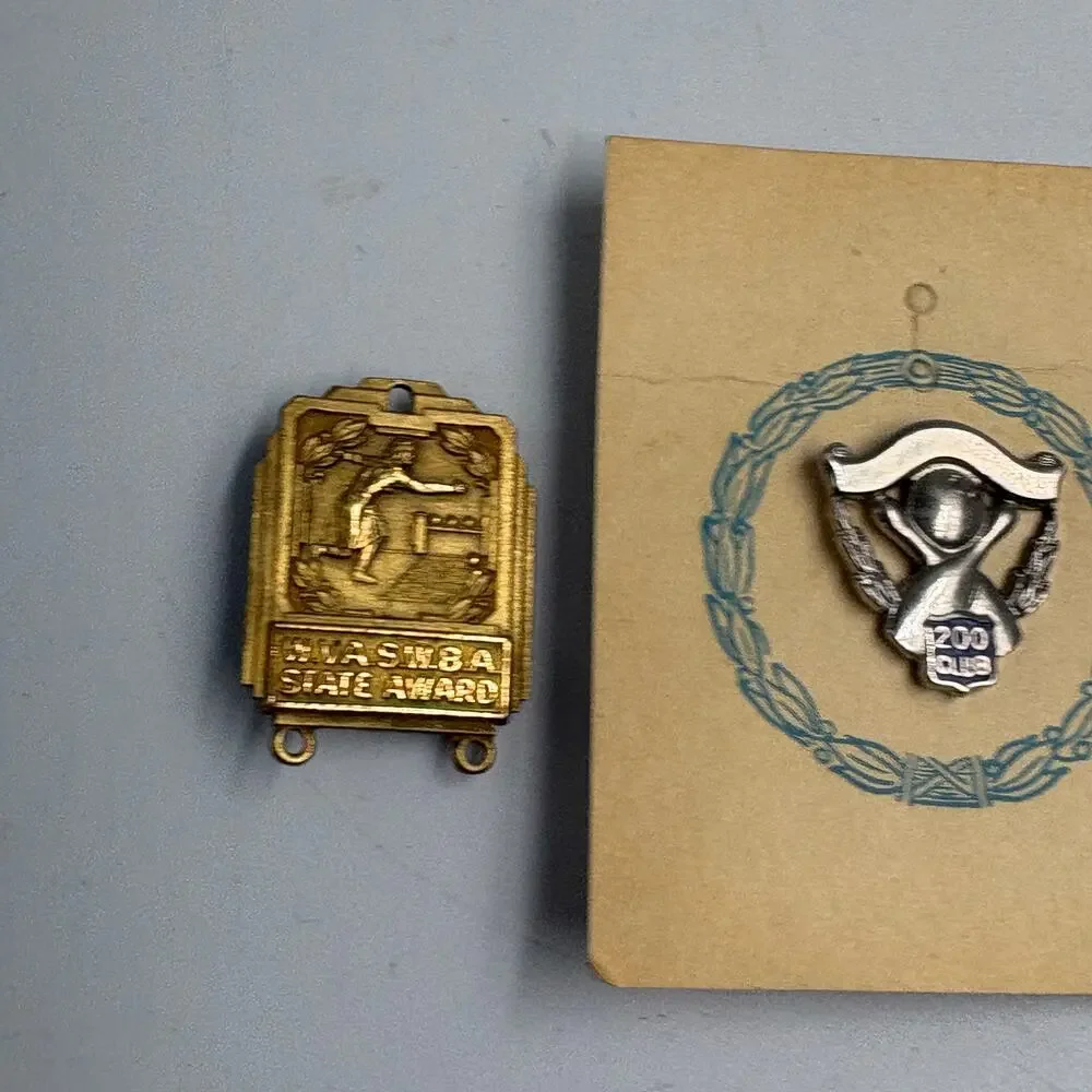 Lot 5 Vintage Bowling 200 Club Pins Charms + WIBC Pins WV SWBA